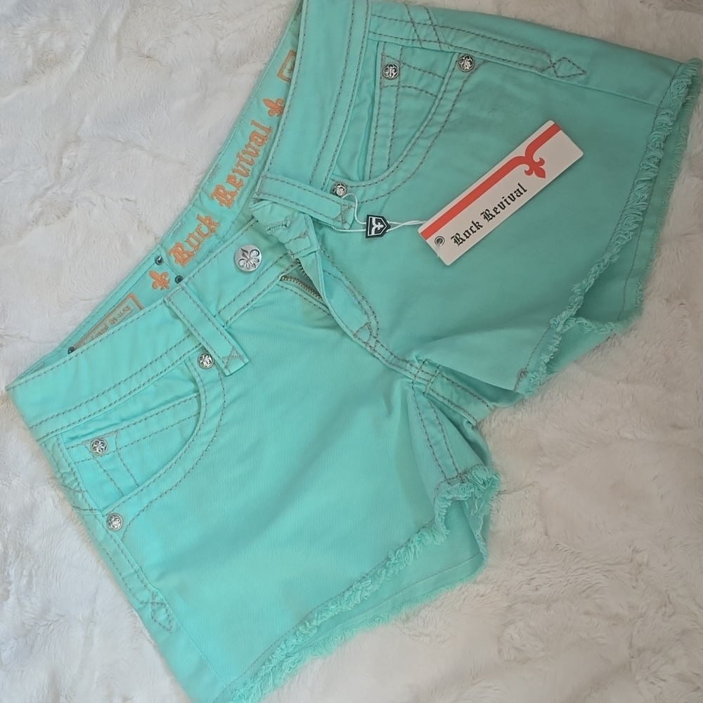 Rock Revival Women's Aqua Jean Shorts Size 28 Women's